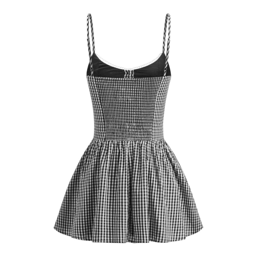 Commense Black White Gingham Button Front Cami Mini Dress XS NWT - Picture 2 of 11